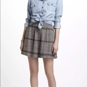 ACE & JIG Olive Green Black Stripe Gauzy Academia Pull On Mini Skirt Size Medium